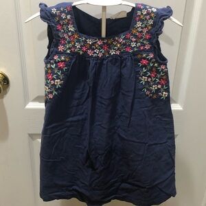 Mini Boden Girls Embroidered Navy Dress-size 5/6- $18